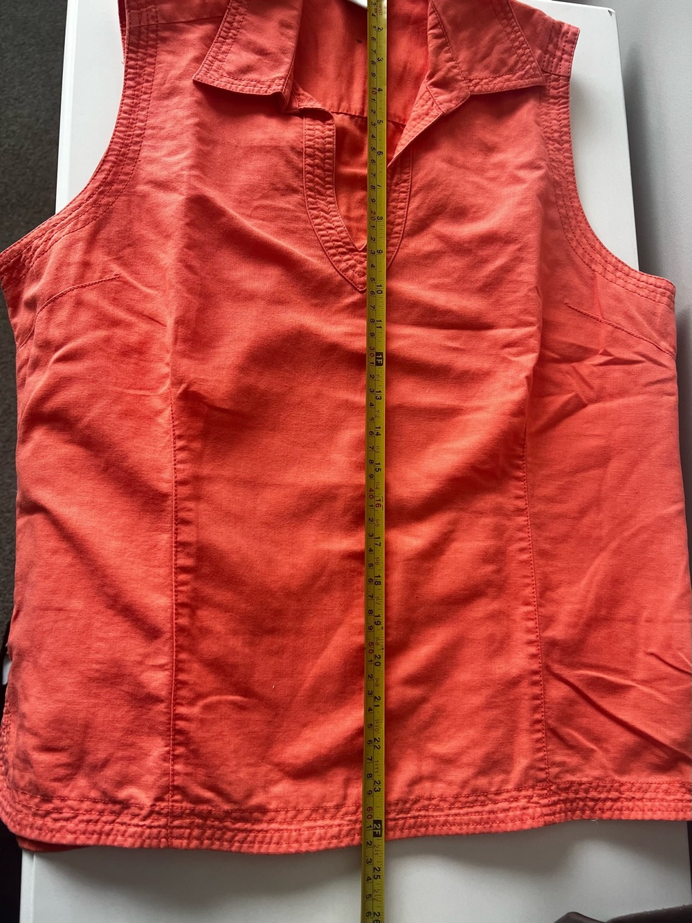 Geoffrey Beene Sleeveless Collared V-Neck Tank Top in Orange - Picture 11 of 11